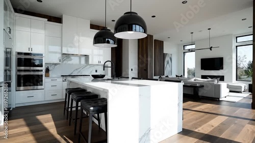 Modern Luxury Open Concept Kitchen and Living Area Interior Design