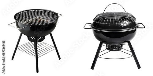 Charcoal BBQ Grill Set Isolated Transparent Background