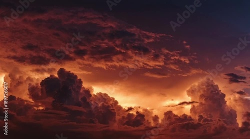Dramatic Red Storm Clouds, Wide Angle, Rolling During Sunset, Cinematic Apocalyptic Sky Time Lapse