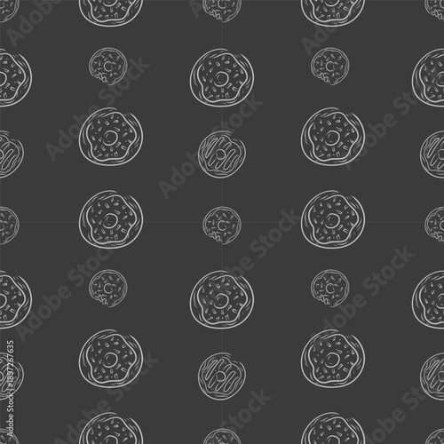 hand drawn donut seamless pattern background