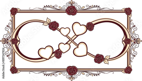Infinity Love Frame with Roses and Hearts