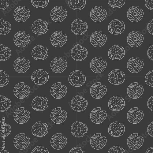 hand drawn donut seamless pattern background