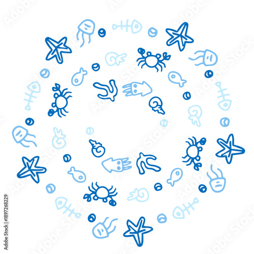 sea creatures circle pattern