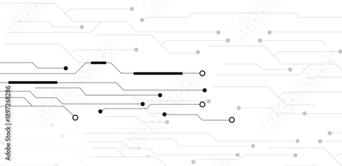 A futuristic abstract digital background featuring a detailed circuit board texture with lines and interconnected electronic pathways, representing high-tech technology, digital networks, and modern e