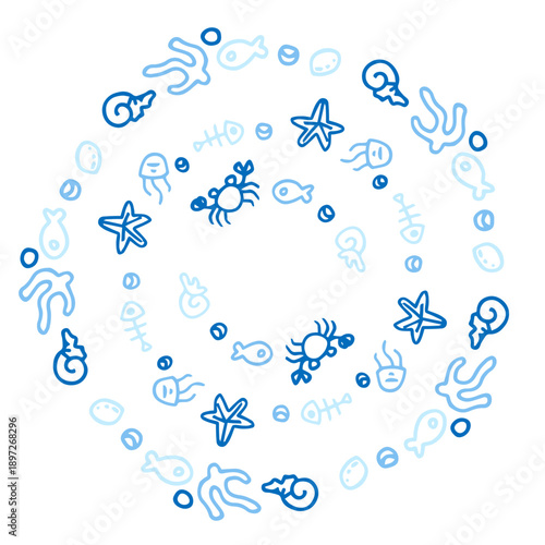 sea creatures circle pattern