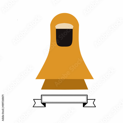 Woman Black Niqab Icon Flat Islamic Stock Vector for Ramadhan Greeting