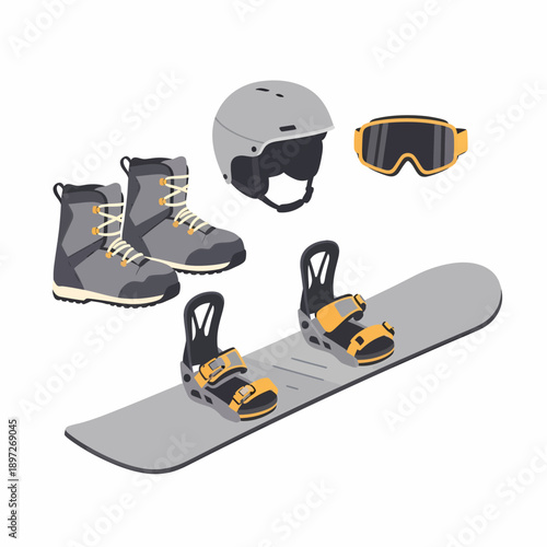 Illustrative Style Snowboarder Performing Maneuver on Snowy Ridge