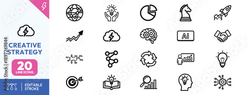 Creative Strategy Icons Set Illustration.