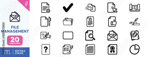 File Management Icons Set Illustration.