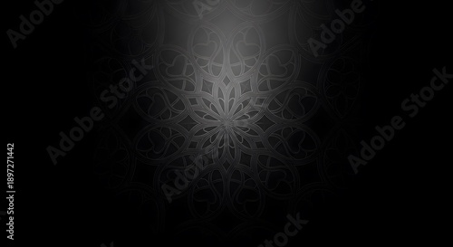 Black background with a gray gradient light beam and abstract design