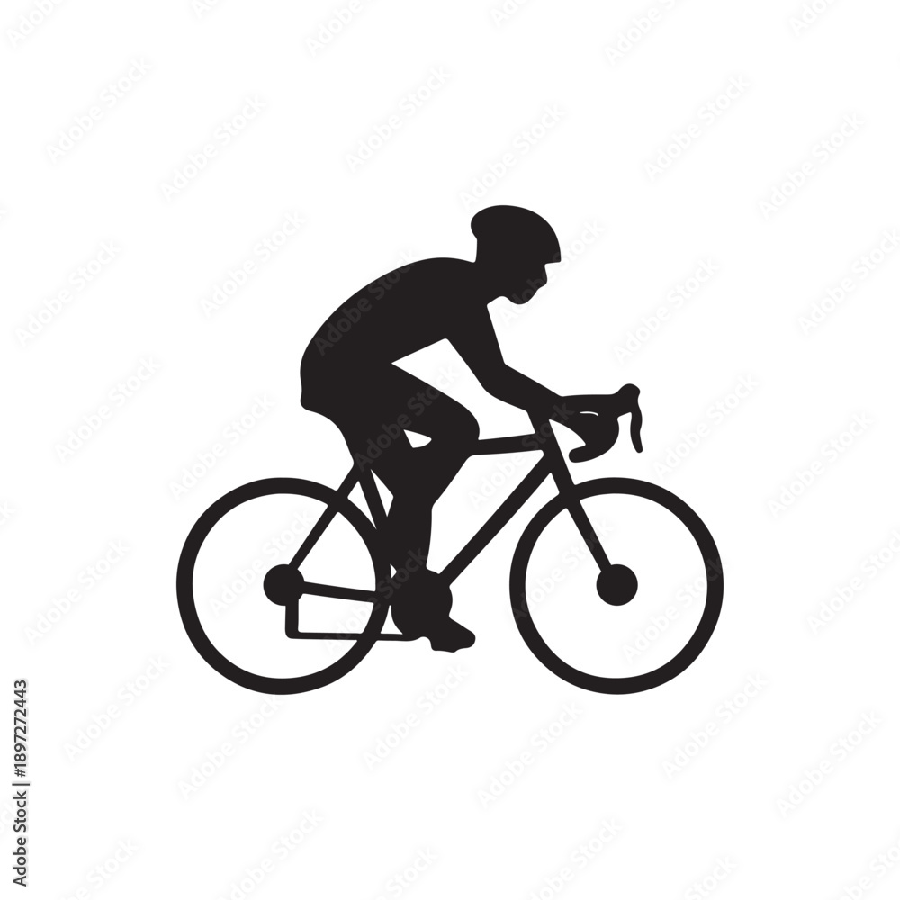 Obraz premium Cyclist Riding Bicycle Silhouette Icon Vector