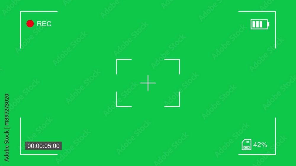 Green screen camera HUD overlay with REC indicator, focus crosshair ...