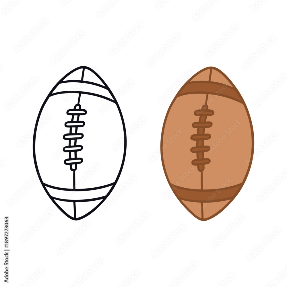 Obraz premium Vector illustration of two American footballs shown in white and brown versions, representing classic sports ball icon variations.
