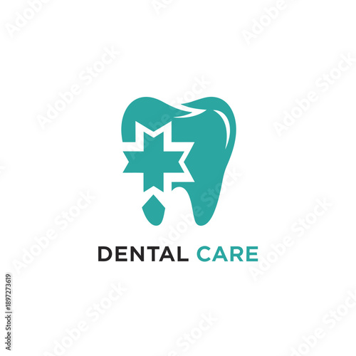 Dental care illustration featuring a tooth with a star symbol