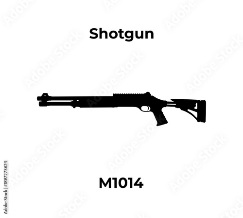 A black silhouette vector icon representing a tactical M1014 semi-automatic shotgun on a white background.