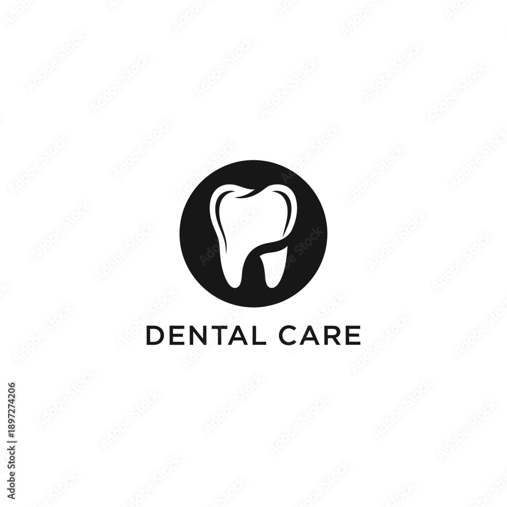 Obraz premium Dental care illustration featuring a tooth icon in a circular frame