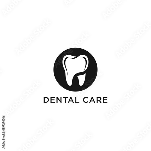 Dental care illustration featuring a tooth icon in a circular frame
