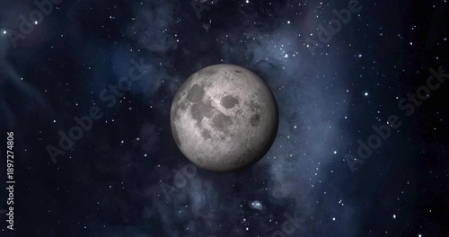 moon planet with colorful starry night and galaxy in landscape view