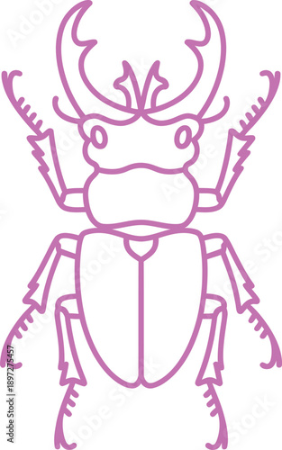 Wallpaper Mural Stag Beetle Insect Cartoon Illustration in Purple Line Art Style Torontodigital.ca
