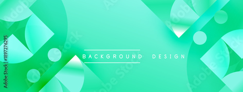 Abstract turquoise background. Rounded shapes overlap creating dynamic visual effect. Modern design suitable for banners, websites.