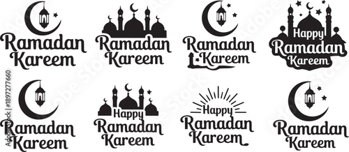 Ramadan kareem. Vector typographic design set.