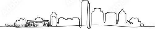 One continuous line drawing College Station city skyline, Texas. Beautiful landmark. World landscape tourism travel home wall decor poster print. one line Icon drawing