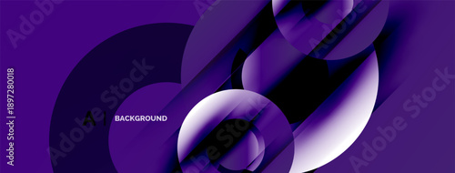 Abstract purple design. Overlapping circles create dynamic visual effect. Modern, sleek background suitable for various projects.