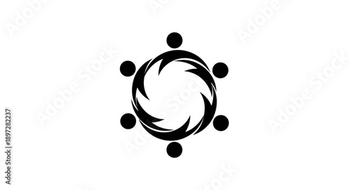Abstract People Teamwork Connection Circle Logo Design on Isolated White Background