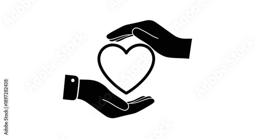 Caring Hands Gently Holding a Heart Symbolizing Love, Protection, and Compassion on an Isolated White Background