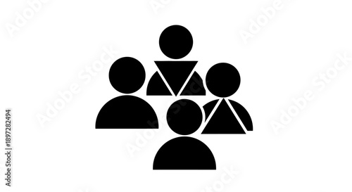 Group of abstract person icons representing a team or community on an isolated white background.
