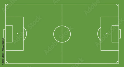 Top View of Empty Soccer Football Field Pitch on Isolated White Background