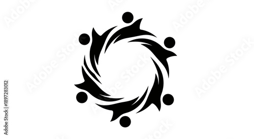 Abstract Circular Flow of Interconnected People Icon Vector, isolated white background