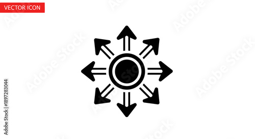 Radial Arrows Outward and Inward Directional Icon Vector, isolated white background