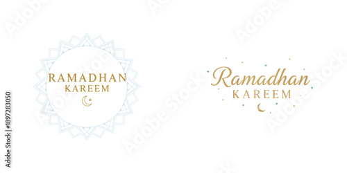 Vector greeting “Ramadhan Kareem”. Ramadan theme. Vector, minimalist, illustration, icon set.