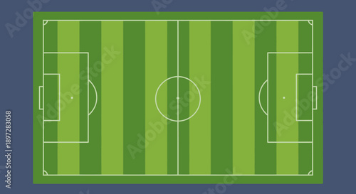Top-Down Aerial View of a Vibrant Green Soccer Football Field, Ready for Competitive Play and Sports Events Outdoors.