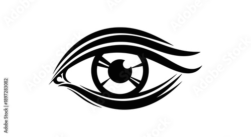 Simple and Sleek Stylized Eye with a Modern Minimalist Design, Representing Focused Vision and Clear Observation on an Isolated White Background.
