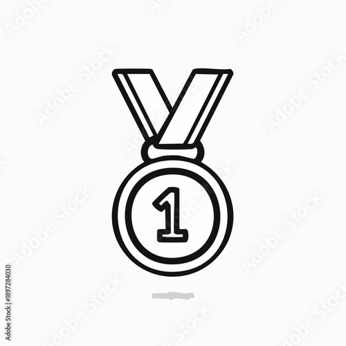 No.1メダルのシンプルラインベクターアイコン ランキング受賞イメージ