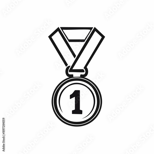 No.1メダルのシンプルラインベクターアイコン ランキング受賞イメージ