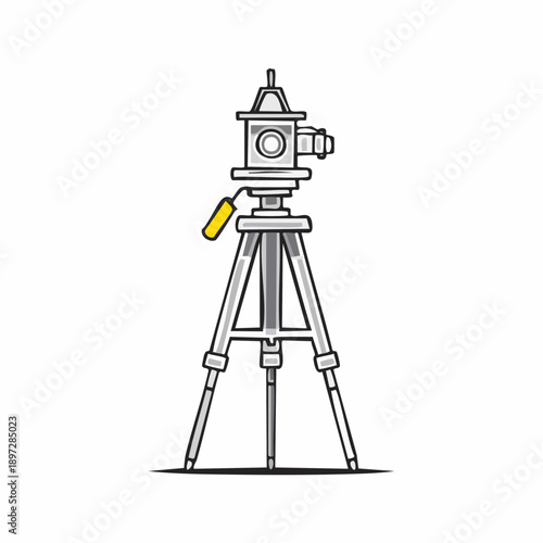 三脚カメラの撮影記録と現場点検ベクターアイコン