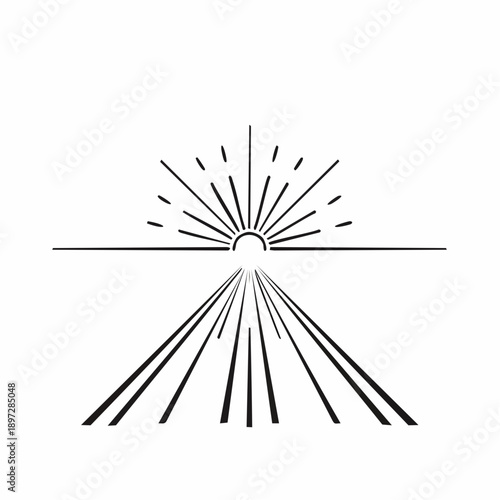 放射状に広がる集中線とスピード感を表すシンプルラインベクター背景素材