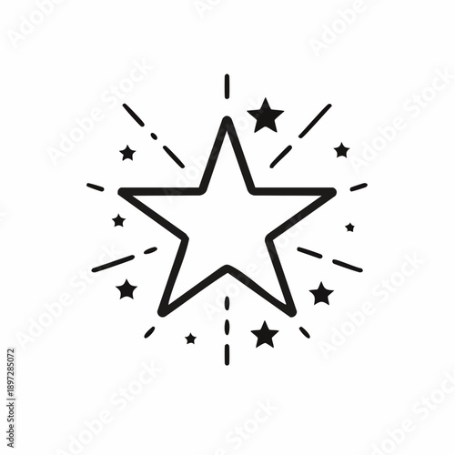 星とキラキラ装飾の華やかな成功イメージラインベクターアイコン