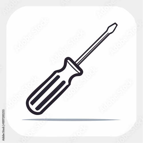 マイナスドライバーのシンプルライン工具ベクターアイコン