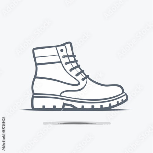 安全靴ワークブーツの現場作業ラインベクターアイコン