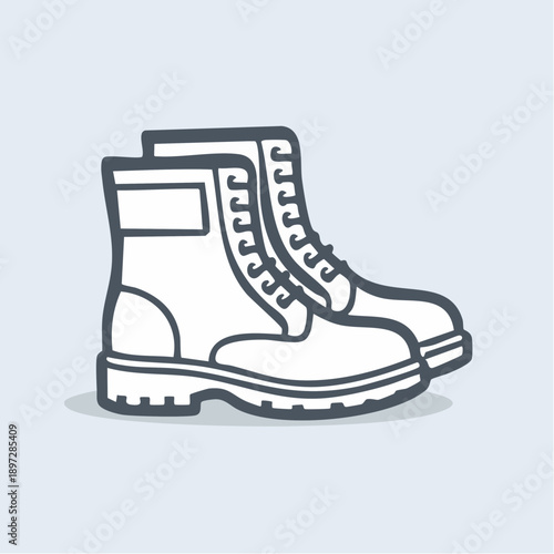 安全靴ワークブーツの現場作業ラインベクターアイコン