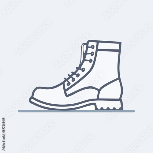 安全靴ワークブーツの現場作業ラインベクターアイコン