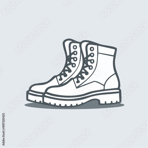 安全靴ワークブーツの現場作業ラインベクターアイコン