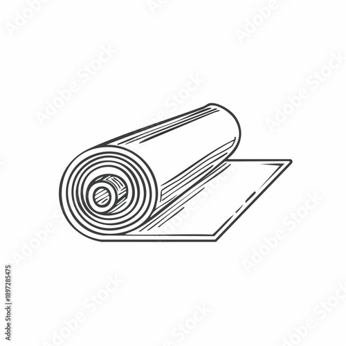 巻物図面の設計書と施工計画ラインベクターアイコン