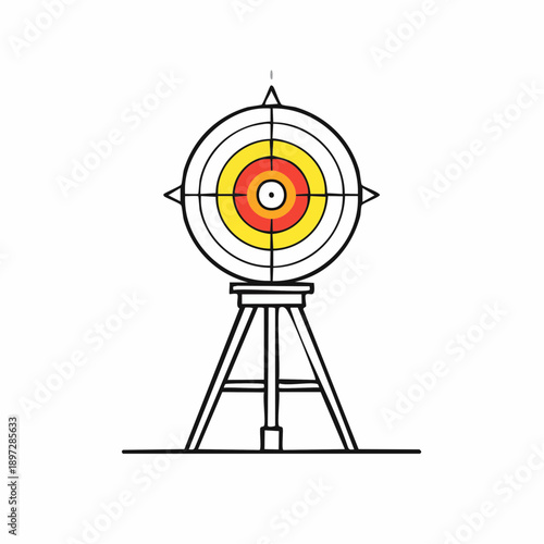 測量ターゲットと三脚を備えたトータルステーション用プリズムのベクターアイコン