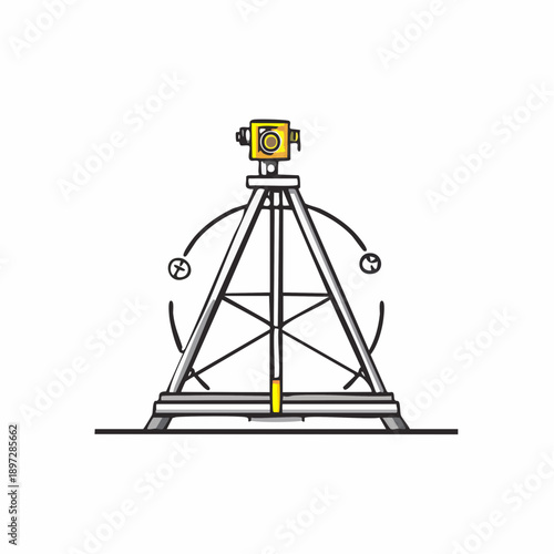測量ターゲットと三脚を備えたトータルステーション用プリズムのベクターアイコン