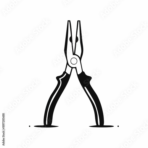 ペンチ工具のシンプルなアウトラインベクターアイコン